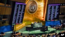ووٹنگ کے دوران 153 ممالک کے مندوبین نے جنگ بندی کے حق میں فیصلہ دیا۔ اقوام متحدہ جنرل اسمبلی، فائل فوٹو